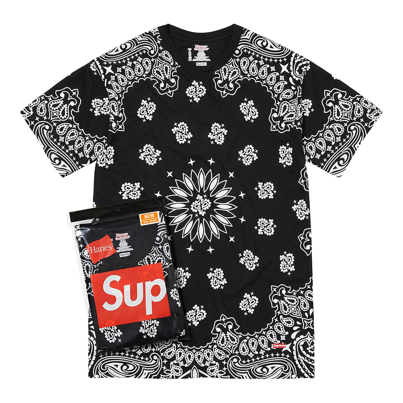 【国内正規保証】Mサイズ　Supreme Hanes Bandana Tagless Tees (2 Pack) Black シュプリーム ヘインズ バンダナ