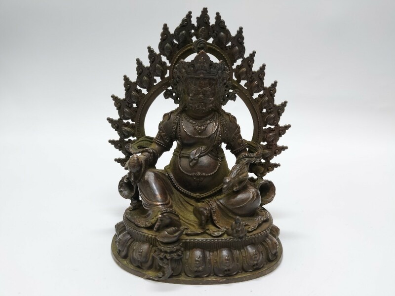 銅製置物　仏教美術　西蔵　大黒天菩薩　黄財神　風水物　インテリア置物