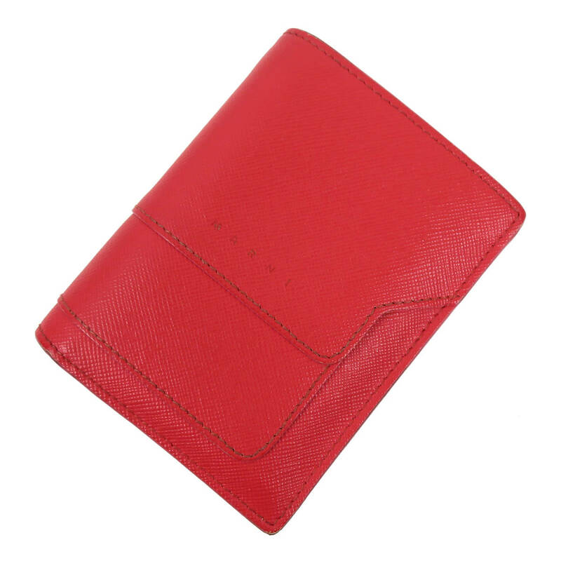 MARNI マルニ サフィアーノ カーフスキン バイフォールドウォレット 二つ折り財布 カーフレザー レッド 赤 コンパクト レディース