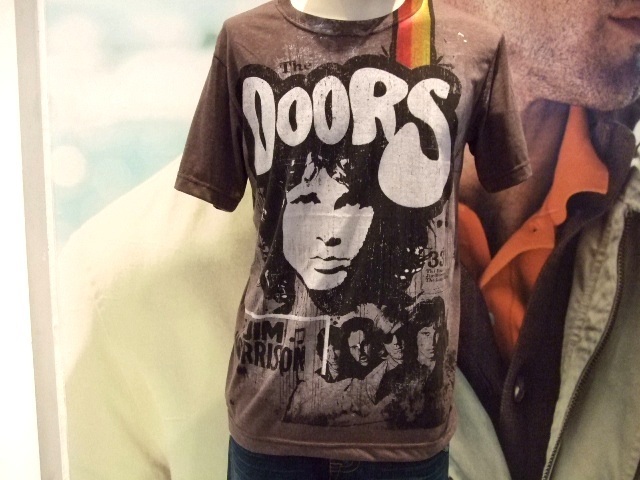 【THE DOORS/ドアーズ】ユーズド加工プリント 半袖 Tシャツ BROWN M 新品/希少/アウトドア/ストリート/アメカジ/ロック/JIM MORRISON/買得