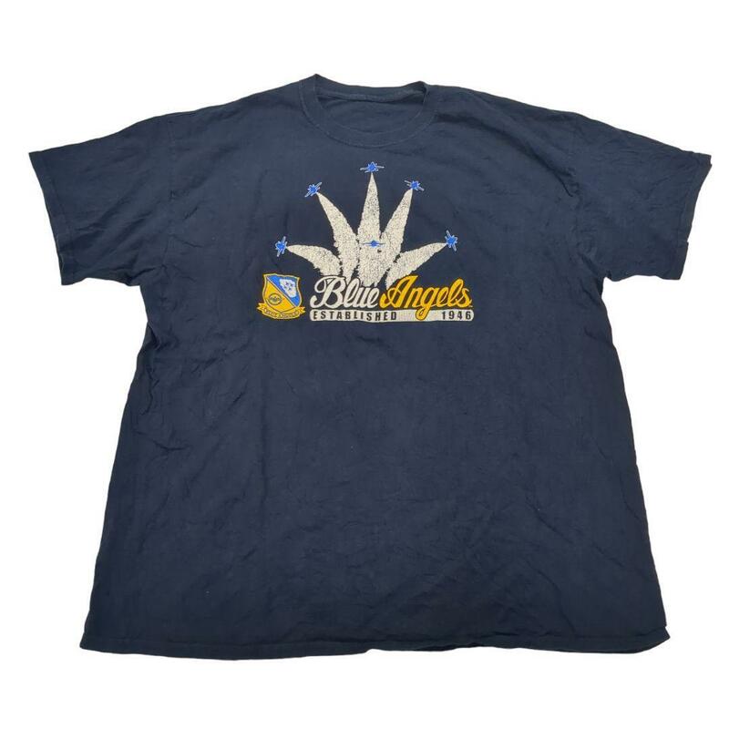 半袖TシャツロゴプリントBlueAngels飛行機紺メンズL c7