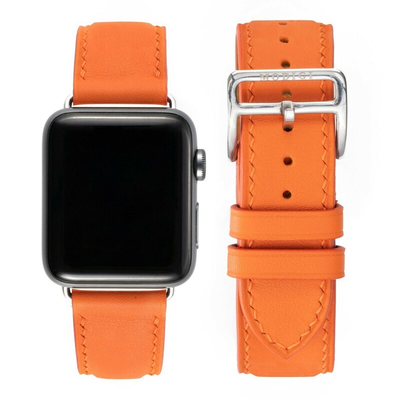MODIGI アップルウォッチ レザーバンド　本革 ベルト　44/45/49 Apple Watch レザー 革 皮 上質 バンド ベルト　40mm 42mm 41mm オレンジ