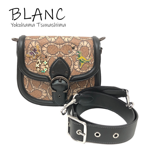 コーチ ビート サドルバッグ マミファイドシグネチャー PVC レザー ブラック ブラウン ショルダーバッグ COACH 横浜BLANC