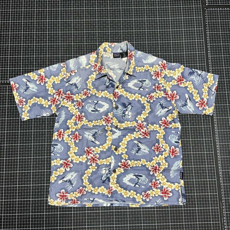 01年『パタゴニア』キッズM・アロハシャツ 半袖シャツ Tシャツ ビンテージ型
