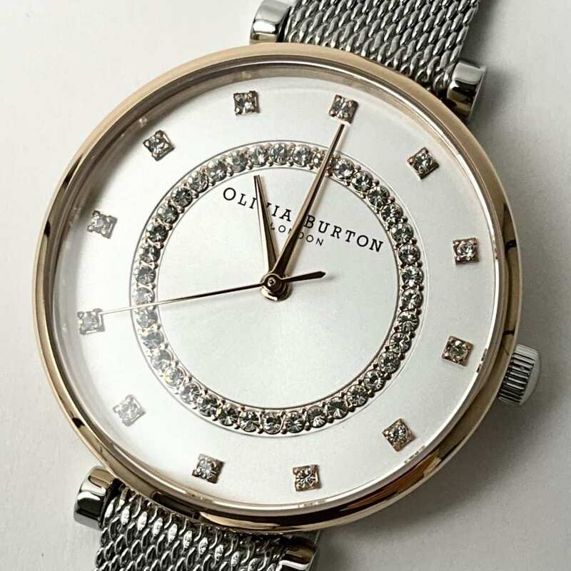 オリビアバートン 腕時計 OLIVIA BURTON OB24000004 ベルグレイブ - 32mm ティーバー ホワイト & 2トーン シルバーメッシュ [箱付属品なし]