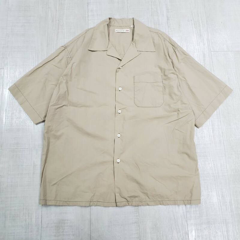 UNIQLO × MARNI ユニクロ マルニ コラボ オーバーサイズ オープンカラー シャツ 半袖シャツ ベージュ サイズ XL