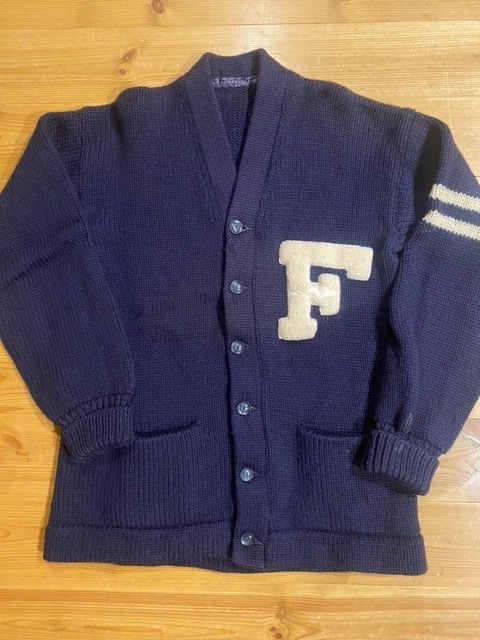 60's Unknown Vintage L/S Lowgauge Knit Cardigan/ヴィンテージ 長袖 ローゲージニットカーディガン / USED 古着 Lettered レタード