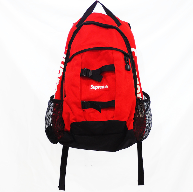 Supreme 2014ss ボックスロゴ バックパック 　シュプリーム 14ss リュック 鞄 CORDURA ナイロン 赤 サイドロゴ
