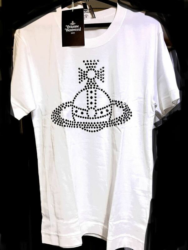 送料込●新品●完売品 Vivienne Westwood 半袖Tシャツ48 白B 日本製 スタッズオーブ コットン100% ヴィヴィアンウエストウッド ビビアン