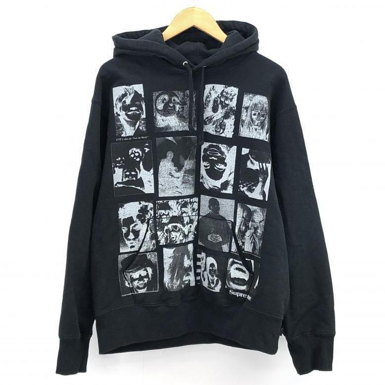 【中古】Supreme シュプリーム 21AW コラージュグリッドフーディースウェットシャツ S 黒 Collage Grid Hooded Sweatshirt[240010379849]