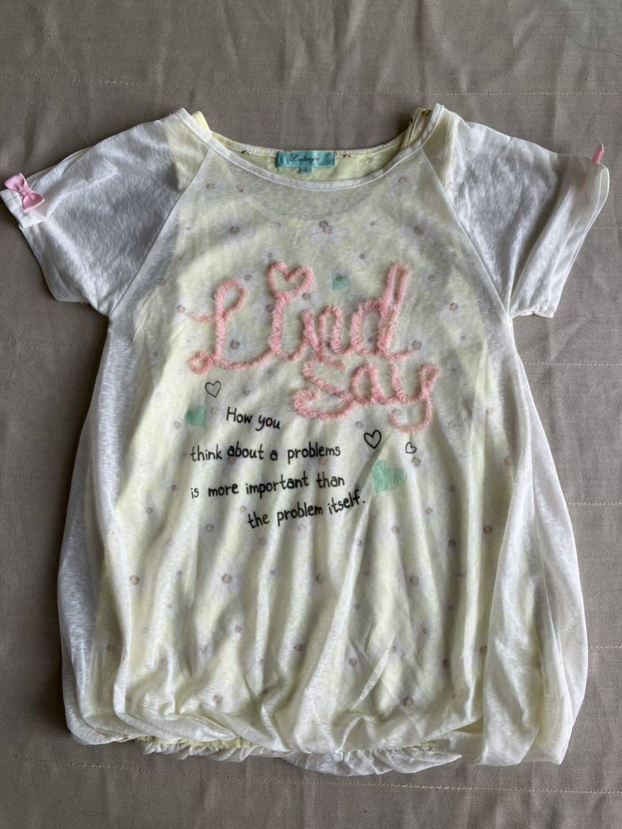 ☆Lindsay☆リンジィ☆重ね着風半袖Ｔシャツ☆Ｌ☆１６０センチ☆新品☆ピンクロゴ