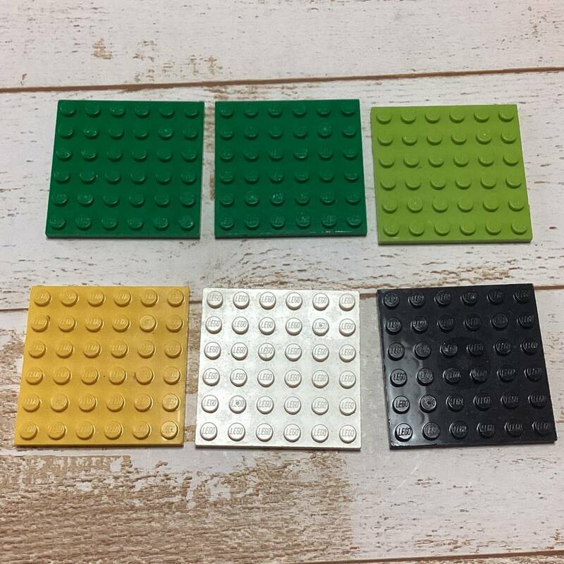 ☆＊8　LEGO　パーツ　プレート　6×6　6枚　3958　グリーン　ライトグリーン　黒　黄　白　レゴ　送94円～