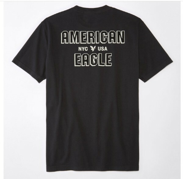 AE*アメリカンイーグル/US:XXL/ダークグレー/バックプリントロゴ半袖Tシャツ