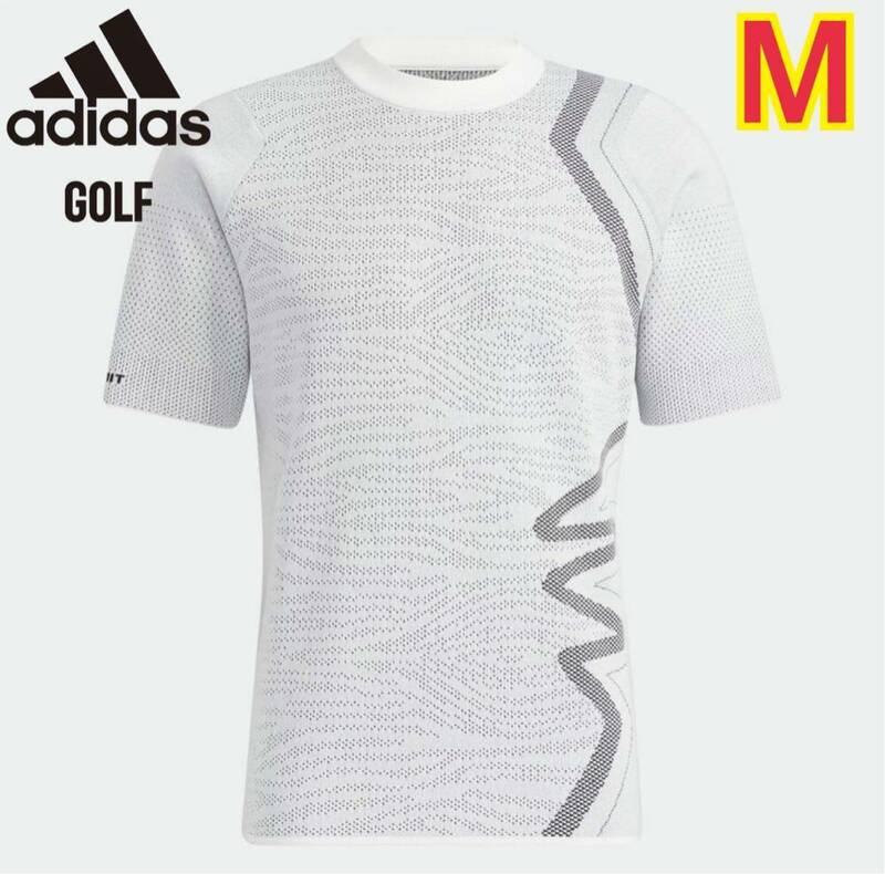 アディダス adidas ゴルフウェア プライムニット 半袖モックネックシャツ メンズ ウェア・ポロシャツ 白 ホワイト HB3596 サイズM