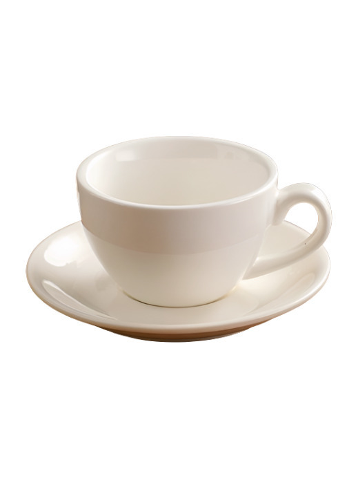 FUN COFFEE ラテカップ ラテアート ラテ カプチーノ カップ ソーサーセット コーヒーカップ ティーカップ 陶器 ホワイト (co-0016)