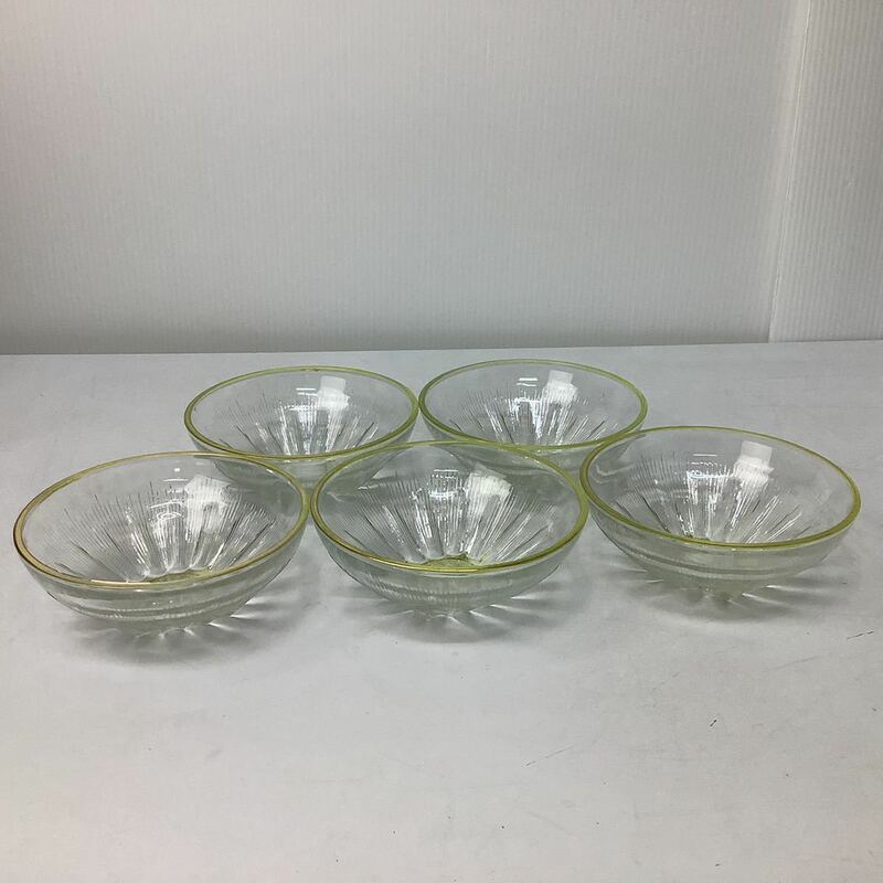 昭和レトロ 氷コップ ガラス小鉢 デザートグラス お皿5枚セット【Y977】