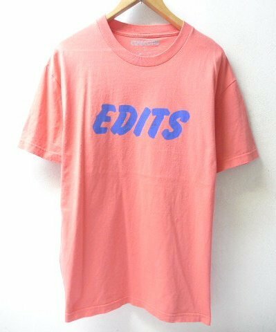 ◆Cup and Cone　カップアンドコーン　EDITS　プリント クルーネック Tシャツ ピンク サイズL 美品