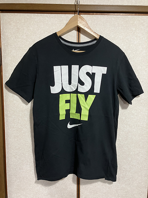 ★【NIKE：ナイキ】THE NIKE TEE `JUST FLY`プリント 半袖Tシャツ sizeL/ブラック