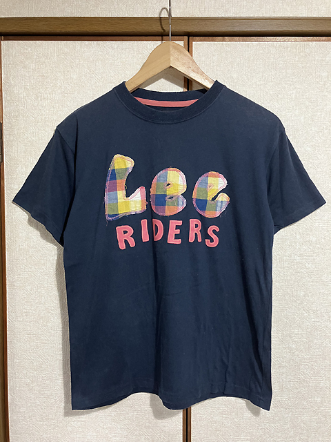 ★【LEE RIDERS：リー ライダース】キッズ＆レディース チェック刺繍 ロゴ 半袖Tシャツ size160/ネイビー