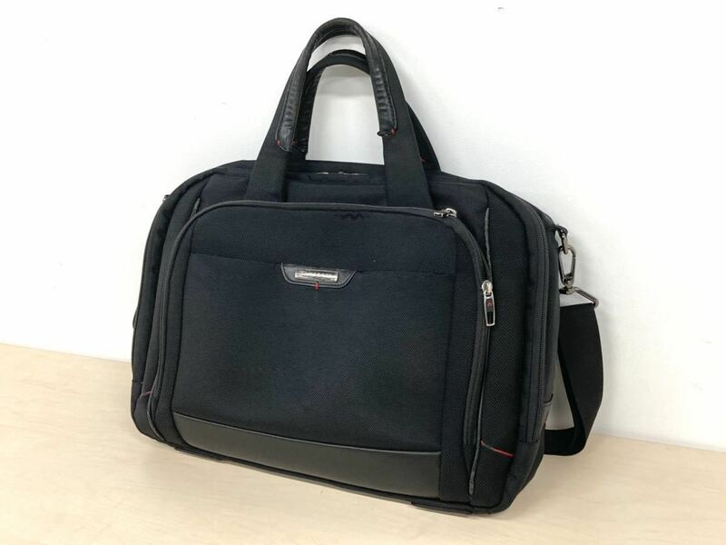 Samsonite/サムソナイト　ビジネスバッグ　ブラック　ショルダー　鞄　通勤　通学　軽量　ビジネストリップ　バッグ　黒　メンズ　現状品