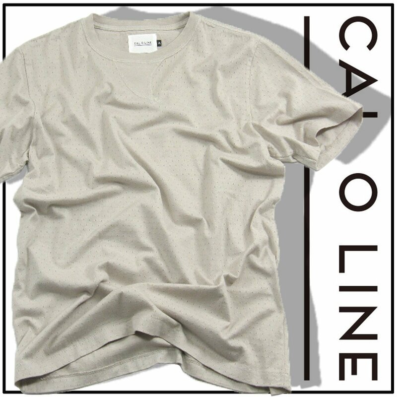 新品 CAL O LINE 【一枚で様なる!】 日本製 Vガゼット SOLID COLOR T-SHIRT 半袖 Tシャツ グレージュ XL サンドベージュ ★352445 キャルオ