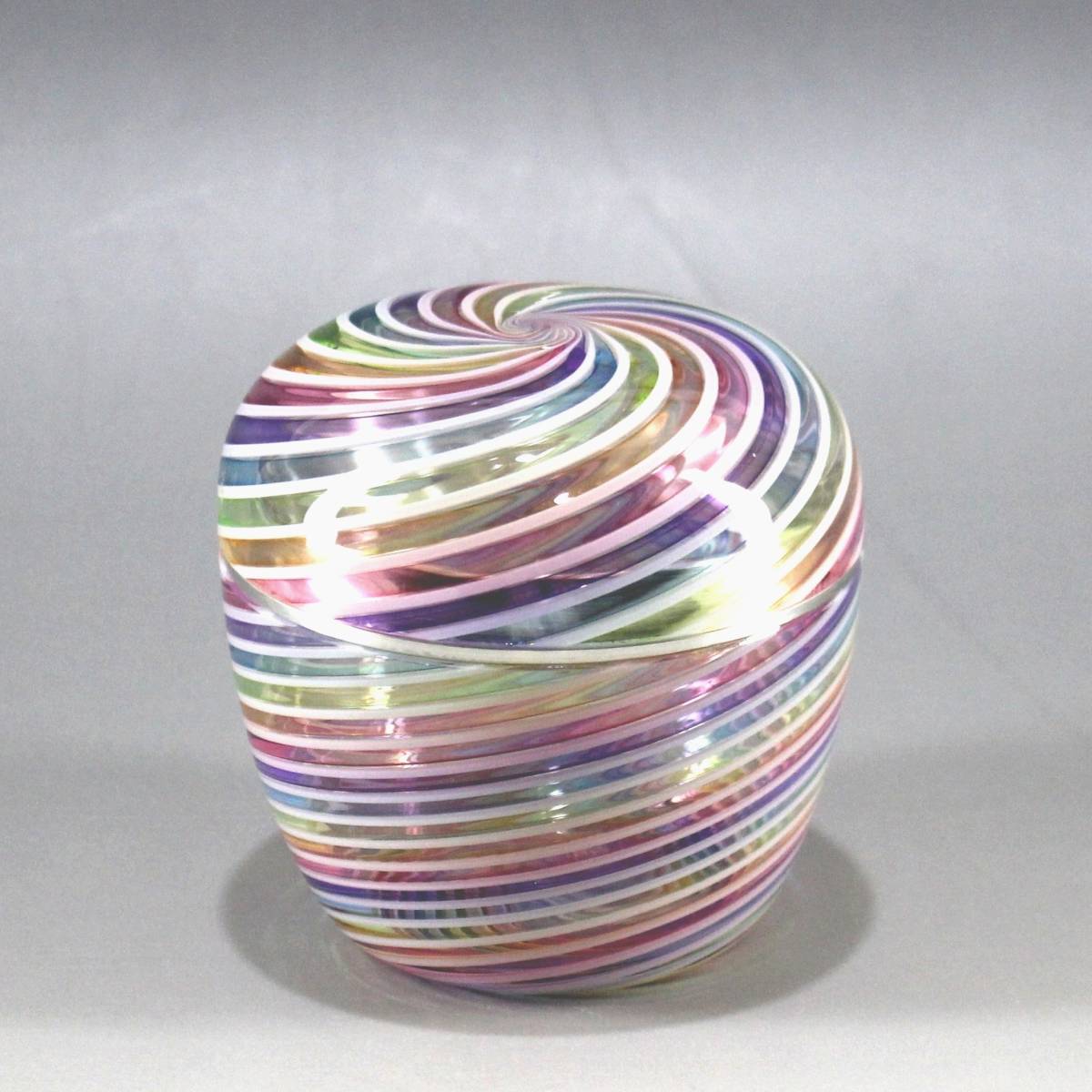 【宮崎英彦】 虹 ガラス 茶器 共箱 茶道具 硝子 棗 薄器 レインボー Rainbow 丹波篠山 新品