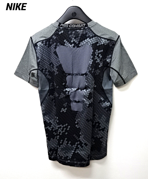 S 未使用【NIKE PRO COMBAT SHORT SLEEVE TOP DRI-FIT STAY COOL HYPERCOOL. SERIES GRAY 361151-025 ナイキ プロ コンバット Tシャツ】