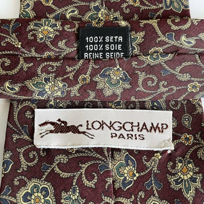 Longchamp(ロンシャン) ボルドー花柄ネクタイ