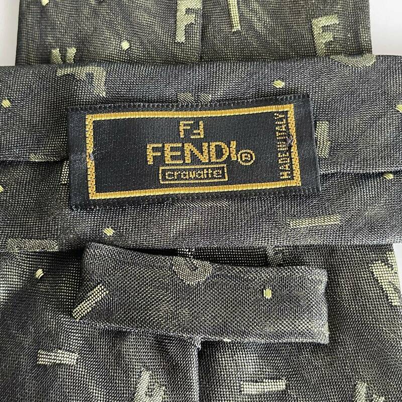 FENDI(フェンディ) 緑ブランド名英字ネクタイ