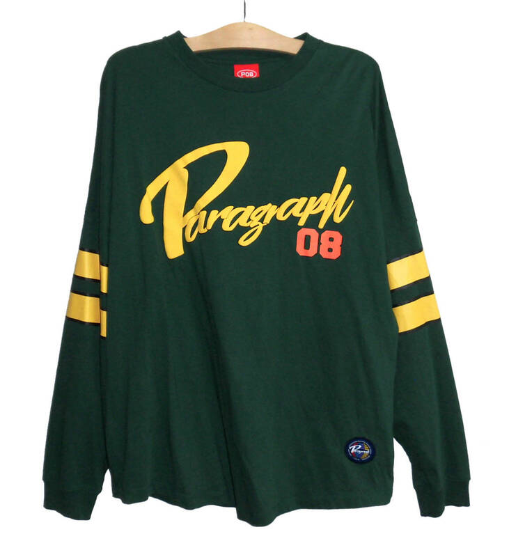 ◆定価1.4万 美品 Paragraph パラグラフ P08 22ss Rugby Team L/S TEE ナンバリング ビッグシルエット 長袖 Tシャツ フリーサイズ グリーン