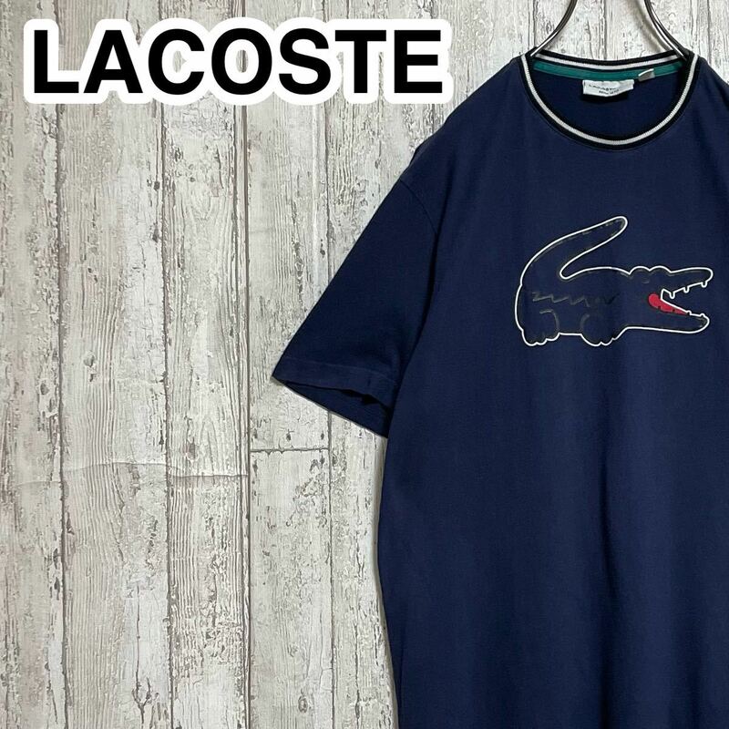 【定番アイテム】LACOSTE ラコステ 半袖 Tシャツ サイズ4 ネイビー プリントロゴ ワニ 23-208