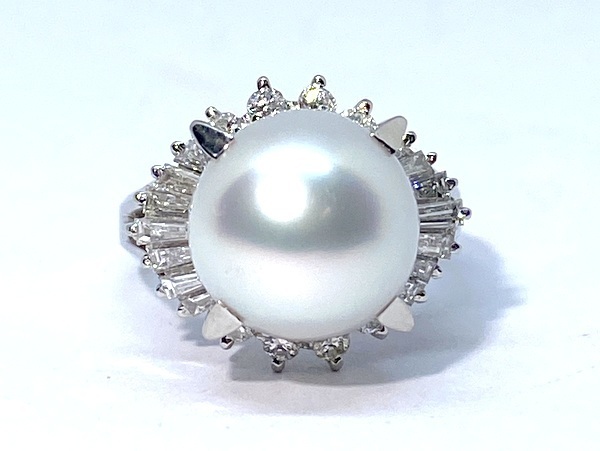 【即決１２号】 Pm900 南洋真珠 ダイヤモンド リング 11.5㎜ D:0.60ct 0.15ct 白蝶真珠 白南洋真珠 指輪 プラチナ 11.3g