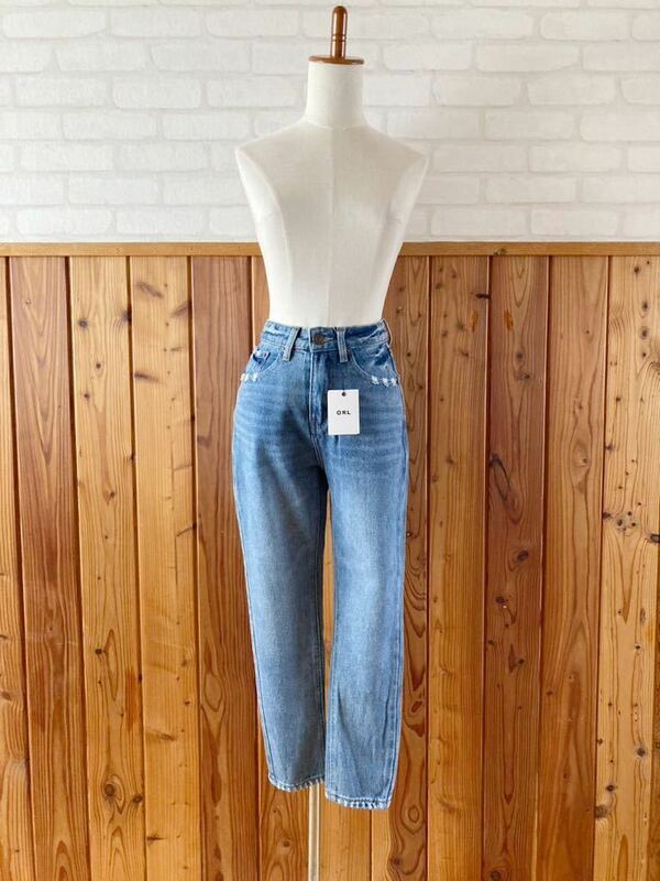 未使用品 GRL デニムパンツ XS-Sサイズ位 ハイウエスト デーパード ジーンズ ジーパン レディース 新品 denim pants jeans ダメージ ⑪1