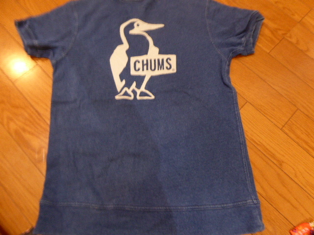 CHUMS 綿デニムスウェット生地Tシャツ　トレーナー　CH１０－１０６７　超美品　アウトドア　キャンプ　Tシャツ　スウェット　
