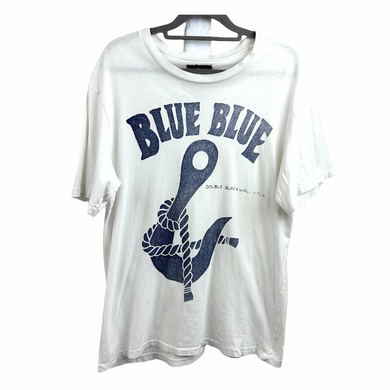 A863●BLUEBLUE　ブルーブルー●90s BLUE/BLUE 　フック　Tシャツ●白T　Lサイズ　ヴィンテージ　　OLD