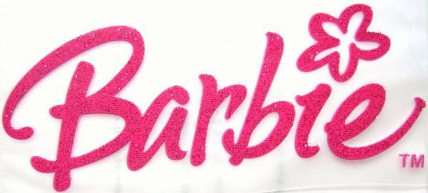 新品&即決 バービー Barbie かわいい アイロンシール/ワッペン スモック Tシャツ/入園 入学/ロゴ/女の子
