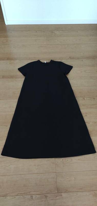 ジャガード織風　デザイン　美スタイル　ロング　フレア　ワンピース　L ブラック　黒