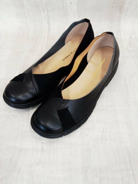 sh1234 ◇送料無料 新品 maRe maRe マーレマーレ レディース パンプス 24.0cm ブラック 異素材 幅広 履きやすい 日本製 靴