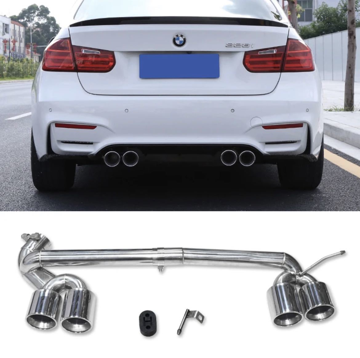 ★販売元提携★ BMW F30 F32 M3 M4ルック マフラー カッター エアロ バンパー マフラー リップ Mスポーツ リアバンパー 320i 420i