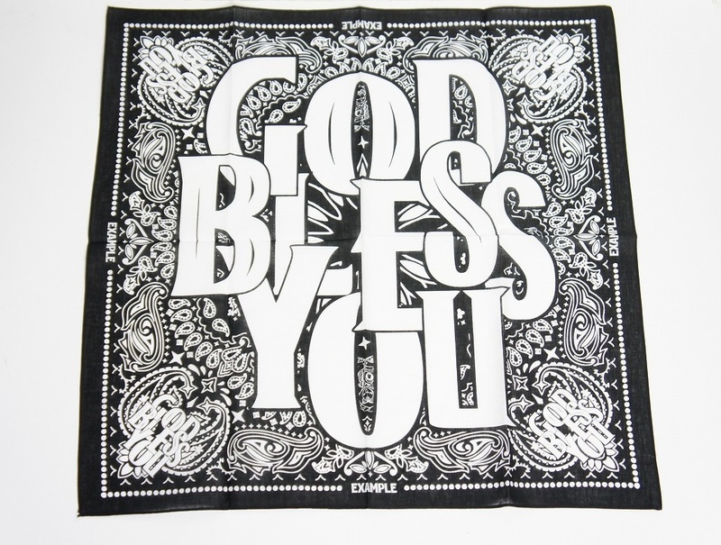 新品 GOD BLESS YOU (EXAMPLEエグザンプル) ペイズリー バンダナ スカーフ 黒511M