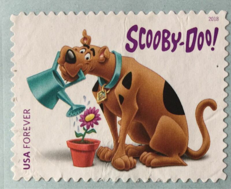 アメリカ切手★scooby-doo!2018年スクービー・ドゥー 犬イヌ 鉢に水