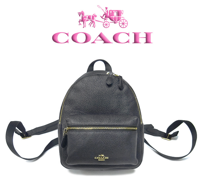 【送料無料 美品】 コーチ COACH ミニリュック バックパック バッグ 鞄 レザー ブラック レディース 小さい 可愛い シンプル 柔らかい 軽い