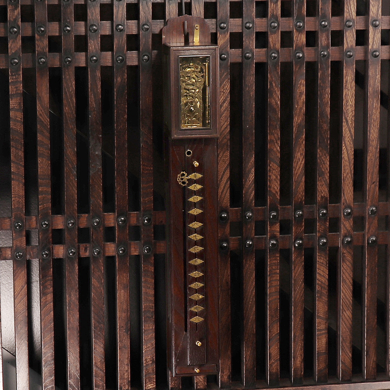 【開】江戸時代後期 真鍮毛彫草花文円天符割駒式不定時法文字盤鈴打尺時計 AC36