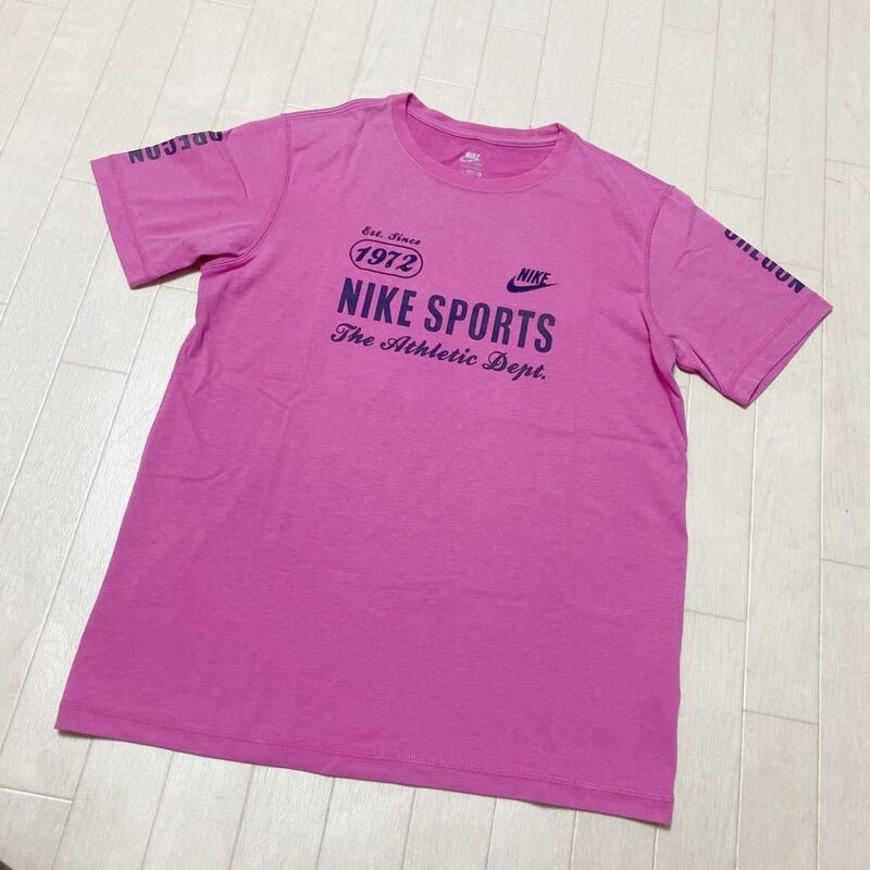 3614☆ NIKE ナイキ トップス 半袖Tシャツ クルーネックTシャツ カジュアル メンズ L ピンク 文字 プリント