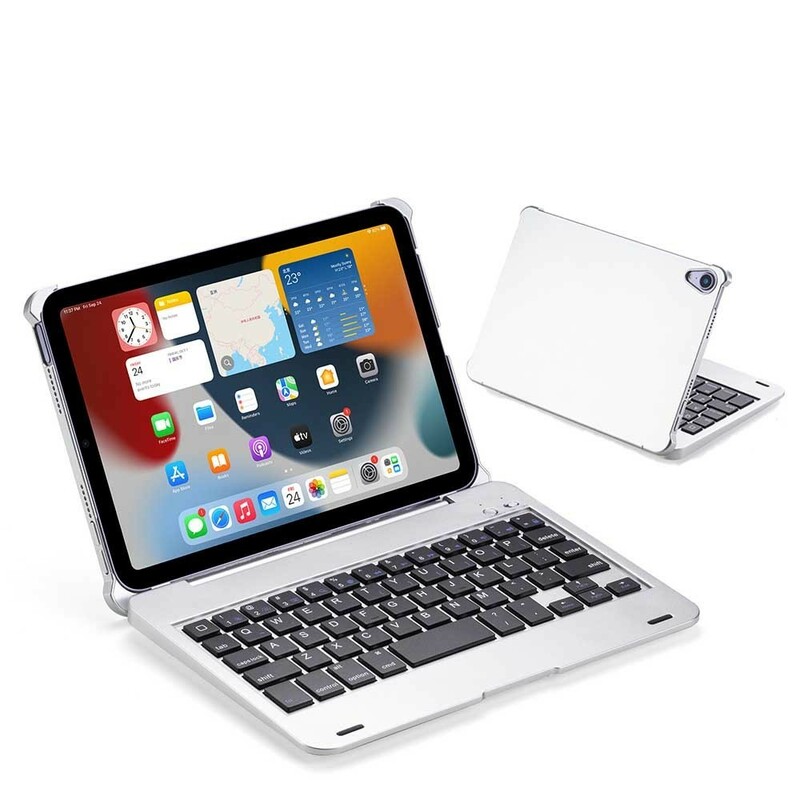 iPad mini6 Bluetooth キーボード ケース カバー ノートPC 変身 リモートワーク ブルートゥース アイパッドミニシックス シルバー