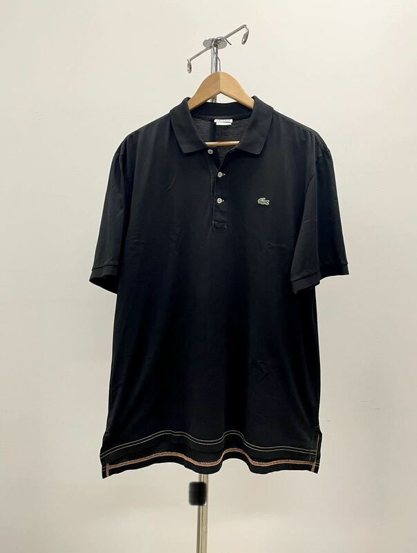 90sラコステLacosteブラック オーバーダイ6 XLフレラコ L 半袖 シャツポロシャツ 黒Franceビンテージvintageスメドレー poloシャツTシャツ