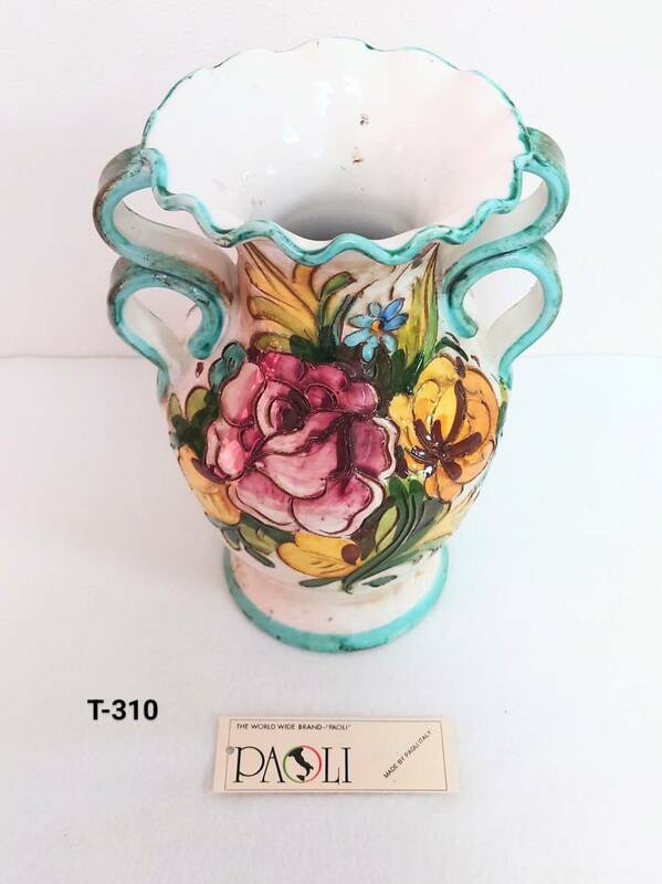 PAOLI 花瓶 フラワーベース イタリア製　(サイズ:高さ約25㎝ 花瓶口外周約13.5㎝ 花瓶口約5㎝) 《新品未使用》