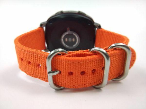 ナイロン製ミリタリーストラップ 交換用腕時計ベルト オレンジ 18mm