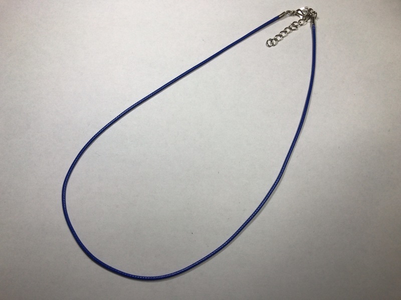 ネックレスのみ ブルー 2mm幅 長さ45cm 高強度 編み込みナイロン素材 レザー風 アクセサリー ペンダント