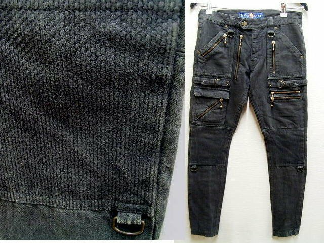 ◇即決[2]blackmeans 12AW 刺し子 バイカー スキニー スリム デニム ブラックミーンズ black means 945-67TP06-6 パンツ■4722